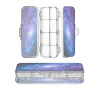 Amooorous Designed Plastic Pencil Box Clear Blue-Violet Cosmic Nebula