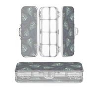 Amooorous Designed Plastic Pencil Box Clear Green Leaves Dark Color