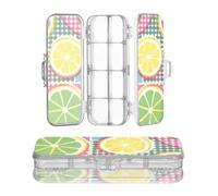 Amooorous Designed Plastic Pencil Box Lemon Colorful 80s | Double Deck Storage Pens Case For School With Snap And Lid