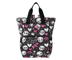 Amooorous Diaper Bag Backpack Baby Essentials Diapers Bag Love You To Death Skull & Pink Heart