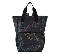 Amooorous Diaper Bag Backpack Baby Girl Boy Diaper Bag for Dad Mom Kids Colorful Shark