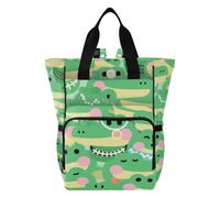 Amooorous Diaper Bag Backpack diaper backpack Cartoon Cute Crocodiles Green