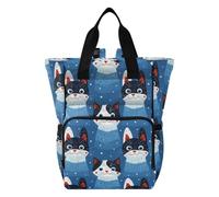 Amooorous Diaper Bag Backpack diaper backpack Childish Cat Pattern Sky Blue