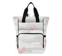 Amooorous Diaper Bag Backpack diaper backpack White Striped Pink Hearts