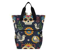 Amooorous Diaper Bag Backpack Diaper Bag Backpack for Moms Dads Day Of The Dead Sugar Skull Floral Seamless Pattern