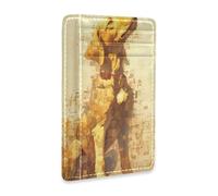 Amooorous Digital Art Golden Retriever Dog White Sheet Music Score Gold Leather Slim Wallet for Men with Cash Slot RFID Blocking Credit Card Holders for Men&Women carteras para Mujer