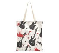 Amooorous Doodle Rock Guitar Stars Tote Bag Canvas with handles DIY Tote Bag Canvas For Women for Dail Bolsa de lona