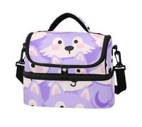 Amooorous Double-Layer Insulated Lunch Box Cartoon Cute Fox Purple
