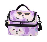 Amooorous Double-Layer Lunch Cooler Bag Cartoon Cute Fox Purple
