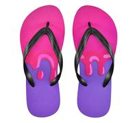 Amooorous Drip Style Street Graffiti Pink Purple rubber flip flop lightweight Flip Flop Sandal for Outdoor Swimming, Hiking,