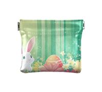 Amooorous Easter Day Easter Eggs Floral Rabbit Ears Green Women PU Leather Coin Purse Waterproof Coin Holder for Women, Easter day Easter Eggs Floral Rabbit Ears green, One Size