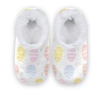Amooorous Easter Eggs Pastel Color Silhouette Anti-Slip Rubber Sole Slipper for Women and Men Coral Fleece Warm Home Slippers