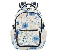 Amooorous Estonia Cornflower Beauty Flowers Blue Clear Bookbag Backpack Heavy Duty Bookbag with Padded Straps for Boys Girls Kids, Age 7-18 para adolescentes mujer