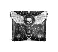 Amooorous Evil Skull Black Gothic PU Leather Change Purse Unique Organizing Pouches for Women, evil skull black Gothic, One Size