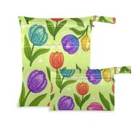 Amooorous Fake Glitter Cartoon Flower Green flower mess-proof baby diaper bag 2 Pack travel essentials for babies with handles for travel, baby diapers