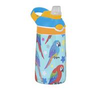 Amooorous Fake Glitter Cartoon Parrot Bird Blue Water Bottle with Handle Wide Mouth Leakproof 480ml Cup for Travel, Camping, Bike botellas para agua termica