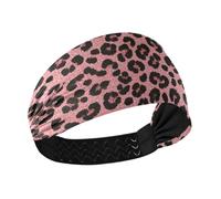 Amooorous Fake Glitter Leopard Print Pink Cooling cute headbands for women Stretchy wide head bands for women's hair for Running make up tennis bandas para el cabello deportivas