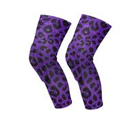 Amooorous Fake Glitter Leopard Print Purple Anti-Slip knee compression sleeve knee compression，skateboarding，soccer