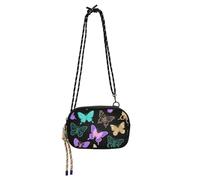 Amooorous Fake Glitter Sequins Butterfly Black Small Crossbody Purse for Women Comfort with Credit Card Slots Shoulder Bags Walk the dog bolsa de mano para mujer