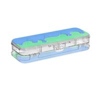 Amooorous Fashion Street Graffiti Painting Blue Green Designed Pencil Storage Box Clear Double-Deck Transparent Pens Case For School With Snap And Lid
