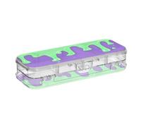 Amooorous Fashion Street Graffiti Painting Green Purple Designed Clear Pencil Plastic Box Double Layer Crayon Containers For Kids With Snap-Tight Lid