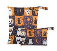 Amooorous Flags with Halloween Elements washable clothes bag 2 Pack diaper bag essential items with handles for yoga, travel