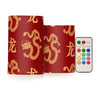 Amooorous Flameless Candles Battery Operated Traditional Chinese Dragon Red Flameless LED Candles with Remote Control Battery Operated Pillar