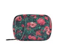 Amooorous Flamingos with Red Flowers medicine bag organizer with Detachable Compartments portable 7 day pill organizer for purse