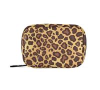 Amooorous Flat Geometric Pattern Leopard Skin Print Gold Brown medicine bags with Detachable Compartments convenient travel pill case for purse