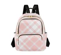 Amooorous Flesh Pink Checkerboard 14 Inch lightweight anti-theft fashion backpack for women backpacks for college travel&work