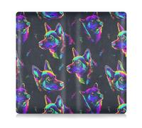Amooorous Fluorescent Color Silhouette Wolf Pu Leather Toursuit car registration and insurance card holder Essential Wallet Case for any Car, Truck, Motorcycle, Trailer or Boat, Fluorescent color