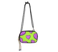 Amooorous Fluorescent Green Heart Purple Side Purse Crossbody Womens Practical with Credit Card Slots Over The Shoulder Purse Go shopping bolsa de mano para mujer