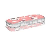 Amooorous Flying Cow Pink Heart Designed Plastic Pencil Box Clear 2 Layer Hard Pens Case For Art Supplies With Lid