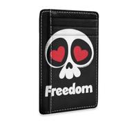 Amooorous Freedom Skull Heart Leather Women's Wallets Slim with Money Clip RFID Blocking id Card Wallet for Men&Women billetera para Hombre