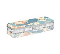 Amooorous Fresh Spring Cute Frogs Designed Clear Pencil Box Plastic Double Deck Hard Pens Case For Stationery Supplies With Snap Lid