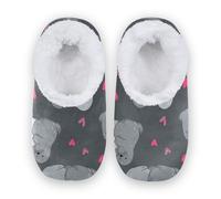 Amooorous Funny Nile Seals Hearts Anti-Skid Sole Women's Closed Back House Slippers Coral Fleece Comfy Slippers for Bedroom