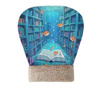 Amooorous Funny Ocean Library Book Fish Blue Cat Cave Bed Perfect Shelter Pet Snuggle Sack for cute Cold Weather Soft Plush Self Warm