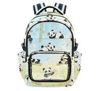 Amooorous Funny Panda and bamboos Clear Kid Backpack Cute Sturdy Carry On Backpack Travel Bag for Student School Workout, Age 7-18 mochila personalizada para nina