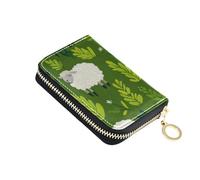 Amooorous Garden Lambs Greens Leather cardholder Wallet Womens with 9 Cards Slot RFID Blocking Credit Card Protector carteras para Mujer