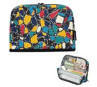 Amooorous Geometric Pattern Handy Drawn Pencil Case Organizer Large Capacity Makeup Sturdy Storage Organizer for Teen Middle School cartucheras para adolescentes