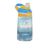 Amooorous Glaciers and Ocean Bear White Sports Water Bottle with Handle Lightweight Tritan Plastic Water Bottle for Water, Milk, Juice, School, Camp, Sport termos para agua