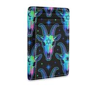 Amooorous Goat Neon Gradient Skull Leather Men's Wallet Slim with Money Clip RFID Blocking Small Card Wallet for Men and Women cartera para Hombre
