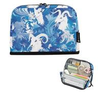 Amooorous Goats Blue Waves Pencil Storage Case Large Capacity Pen Case Cosmetic Soft Organizer Box for Nurse High School Supplies estuche para lapices