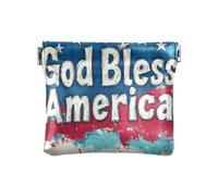 Amooorous God Bless America 4th Of July Independence Day Women's Small Leather Coin Purse Unique Mini Makeup Bag for Women, God Bless America 4th of July Independence Day, One Size