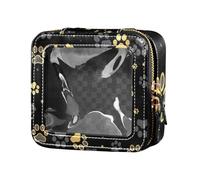 Amooorous Gold Dog Paw Print and Star Mini Clear Makeup Bag Clear Toiletry Bags Cosmetic Bag for Travel, Gold Dog Paw Print And Star, One Size