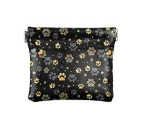 Amooorous Gold Dog Paw Print and StarSmall Leather Coin Purse Waterproof Mini Makeup Bag for Men Women Travel, Gold Dog Paw Print And Star, One Size