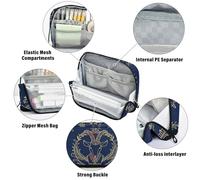 Amooorous Gold Zodiac Sign Aries Navy Blue Pencil Case Large Capacity Makeup Bag with Zipper Storage Organizer for Kids Kindergarten cartuchera para lapices