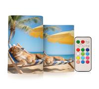 Amooorous Golden Retriever Dog on The Beach Decorative Flickering Battery flameless Flickering Candles Electronic Lights Mystique with Timer for Dinner Camping Battery Powered