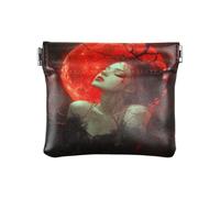 Amooorous Gothic Queen Night Red Women Men Leather Coin Purses Portable Mini Purse Wallet for Men Women Travel, Gothic queen night red, One Size