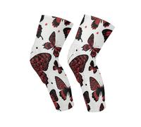 Amooorous Gothic Red and Black Halloween Lace Butterfly protective basketball knee pads pads for women，snowboarding，bike